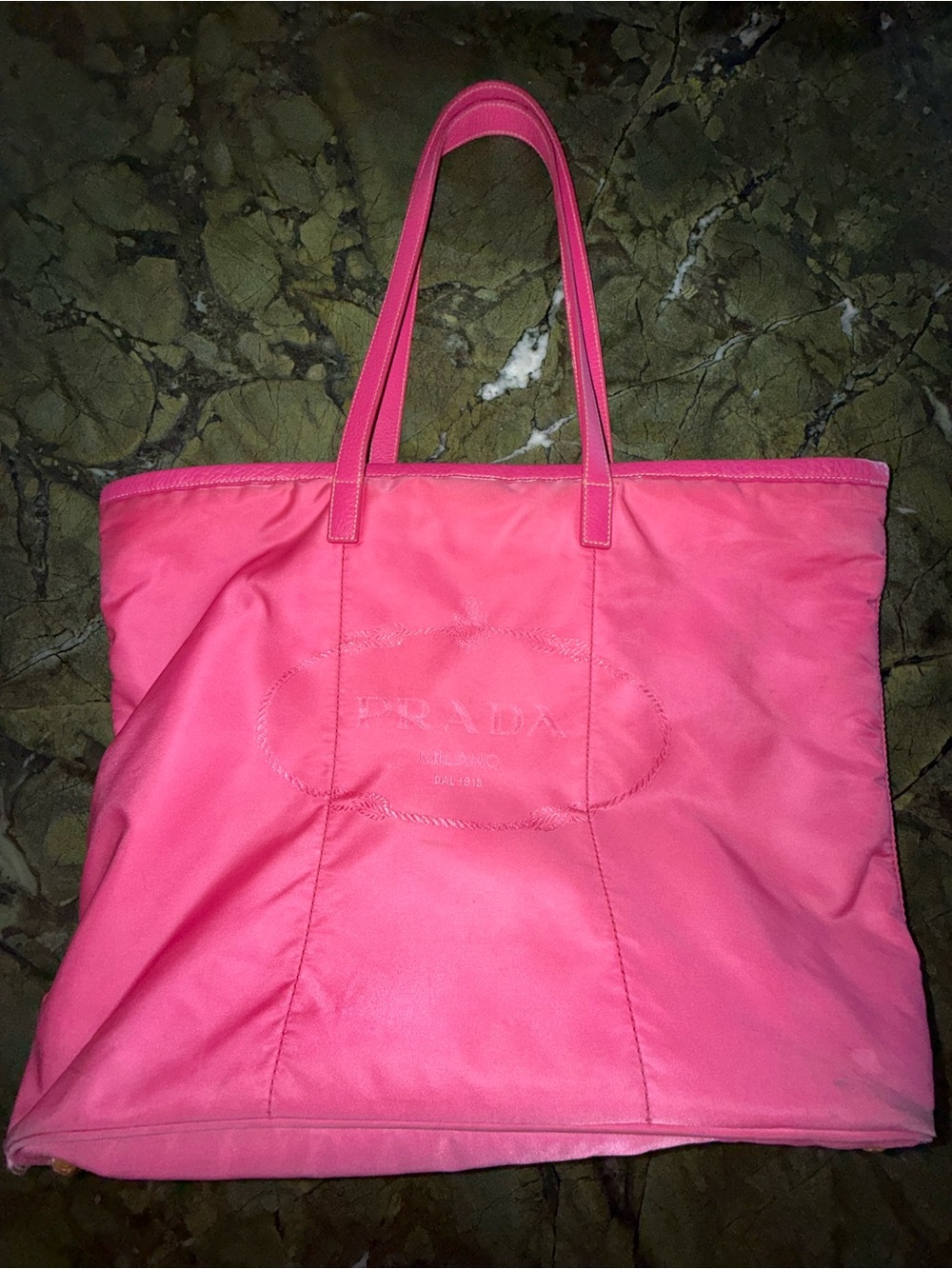 Prada Hot Pink Tessuto Nylon Tote with Dual Top Handles